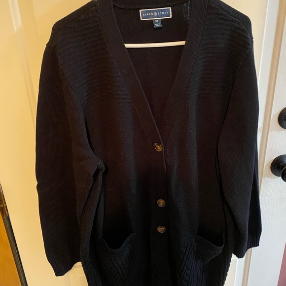 Karen Scott Sweaters - Karen Scott Women's Classic Black Cardigan